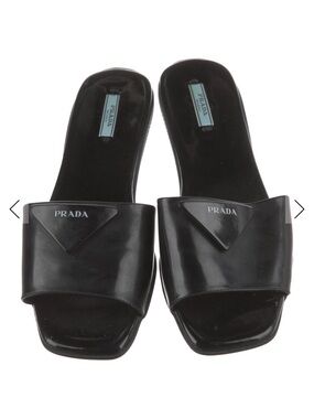 Prada Black Patent Sandals